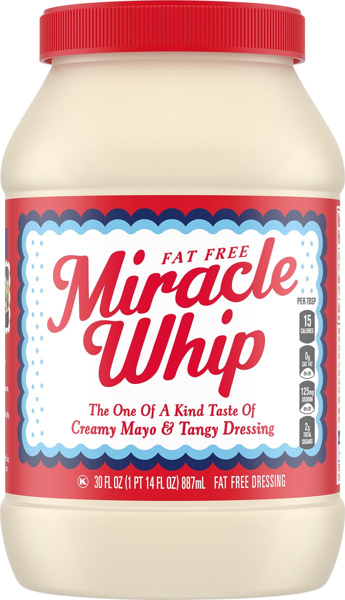 slide 9 of 14, Miracle Whip Fat Free Dressing, 30 fl oz Jar, 30 fl oz