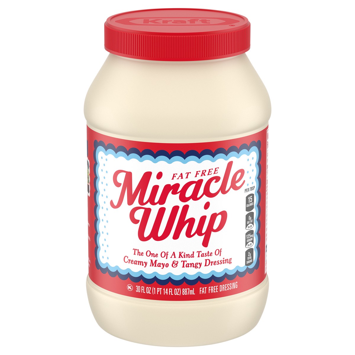 slide 2 of 14, Miracle Whip Fat Free Dressing, 30 fl oz Jar, 30 fl oz