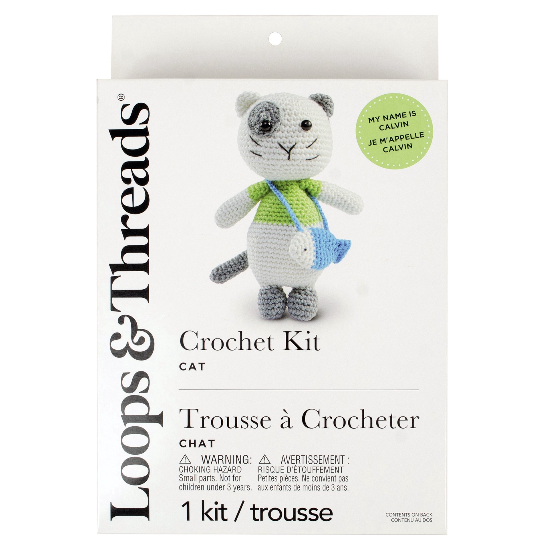 slide 4 of 4, Intermediate Cat Amigurumi Crochet Kit By Loops & Threads, 5 in x 4 in x 7 in