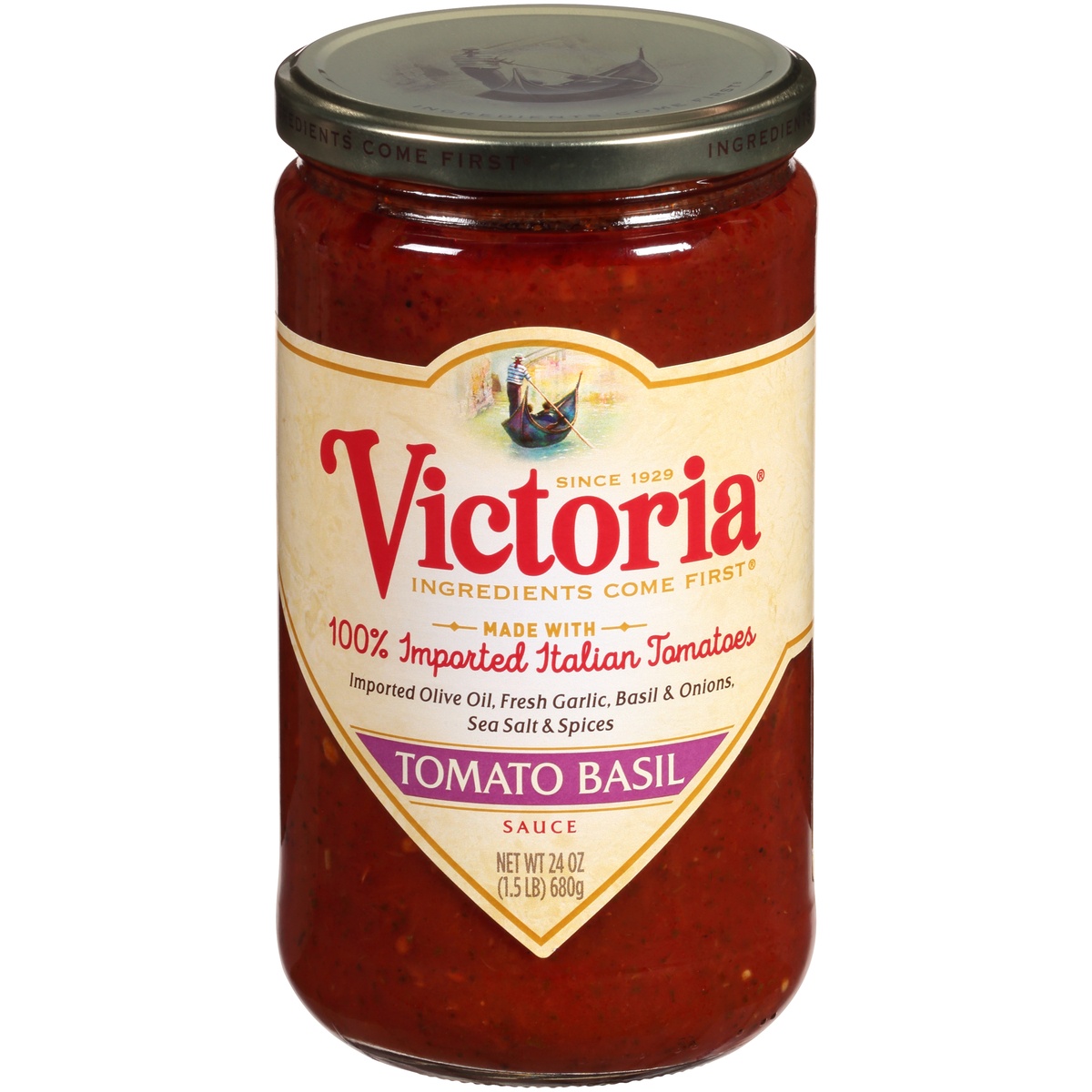 slide 1 of 6, Victoria Tomato Basil Sauce, 24 oz