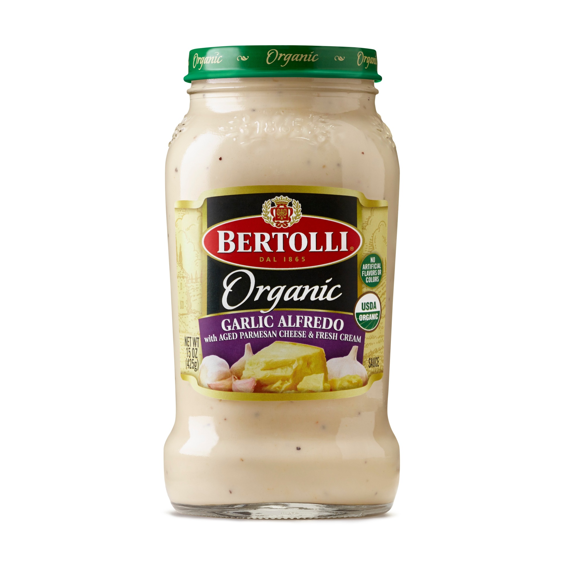 slide 1 of 2, Bertolli Organic Garlic Alfredo Pasta Sauce, 15 oz