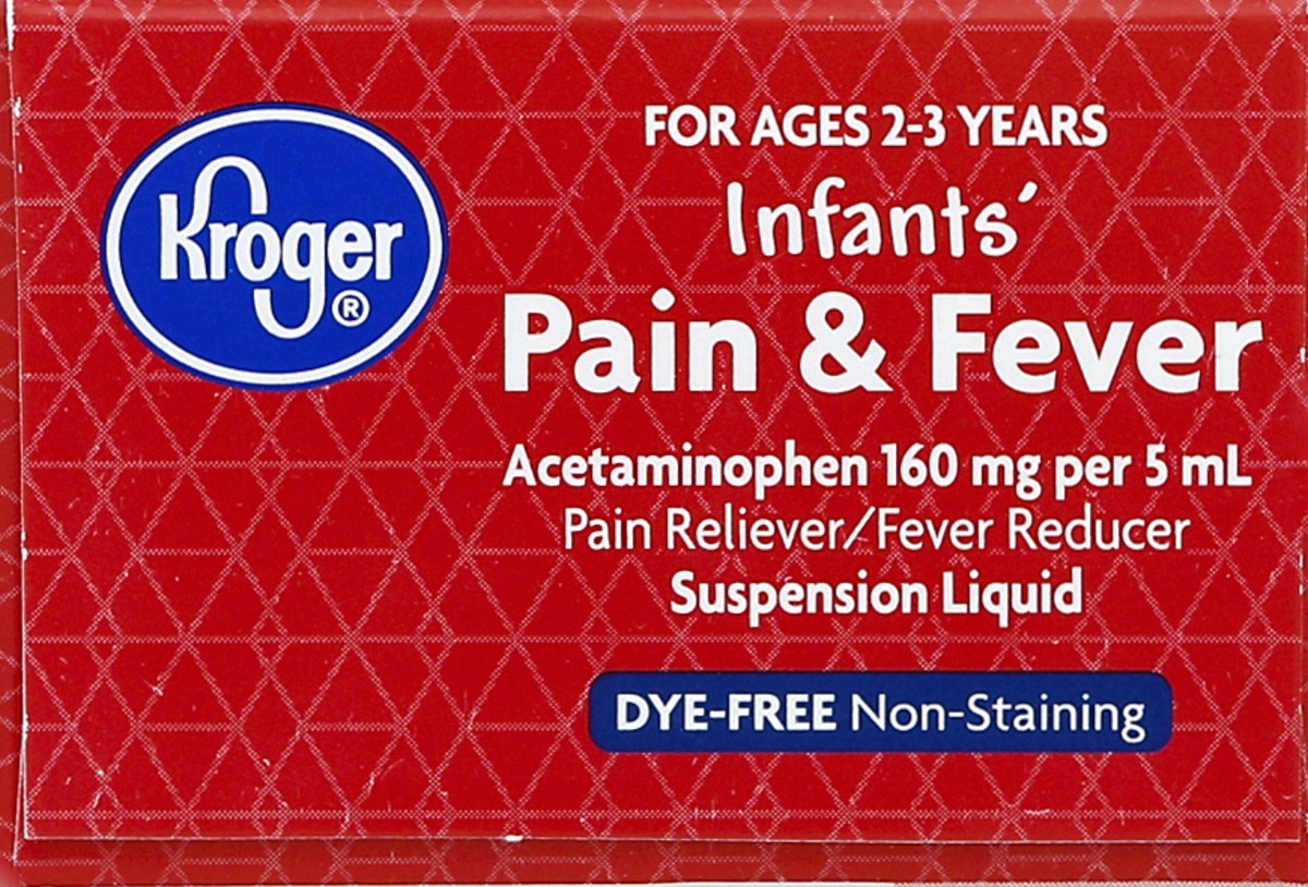 slide 3 of 4, Kroger Infants' Cherry Dye-Free Pain Reliever & Fever Reducer Suspension Liquid 160Mg, 2 fl oz