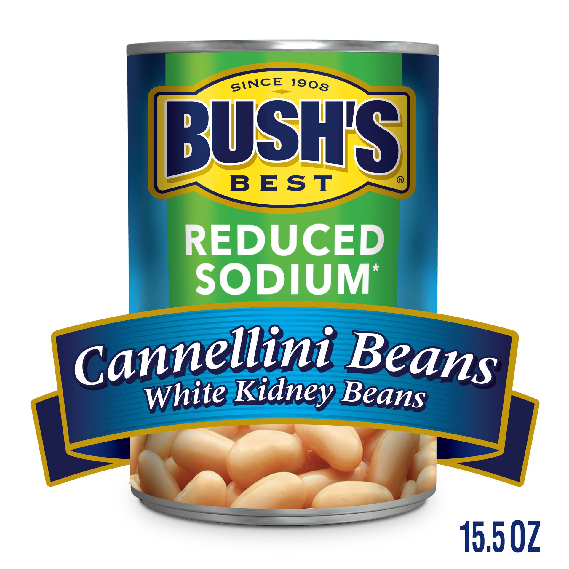 slide 5 of 5, Bush's Best Reduced Sodium White Kidney Beans Cannellini Beans 15.5 oz, 15.5 oz