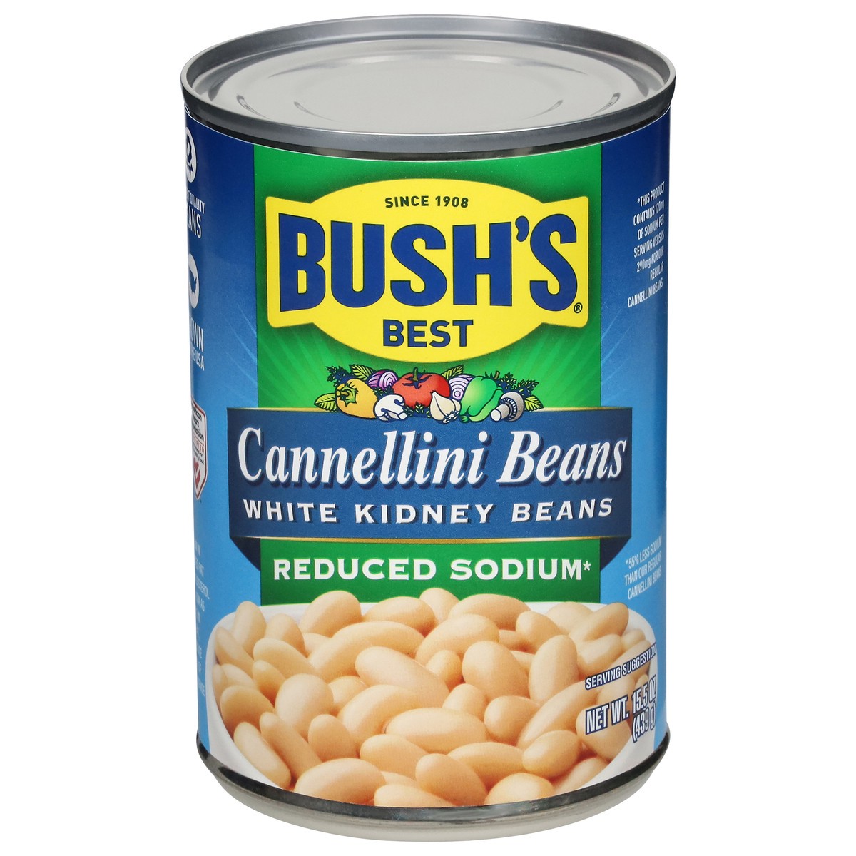 slide 1 of 5, Bush's Best Reduced Sodium White Kidney Beans Cannellini Beans 15.5 oz, 15.5 oz