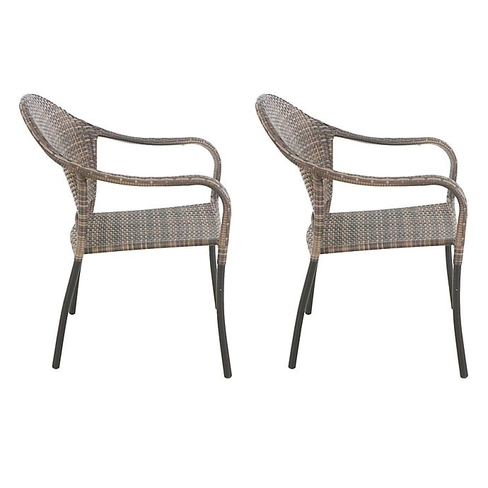 slide 2 of 6, Destination Summer Barrington Wicker Stackable Patio Chairs - Natural Brown, 2 ct