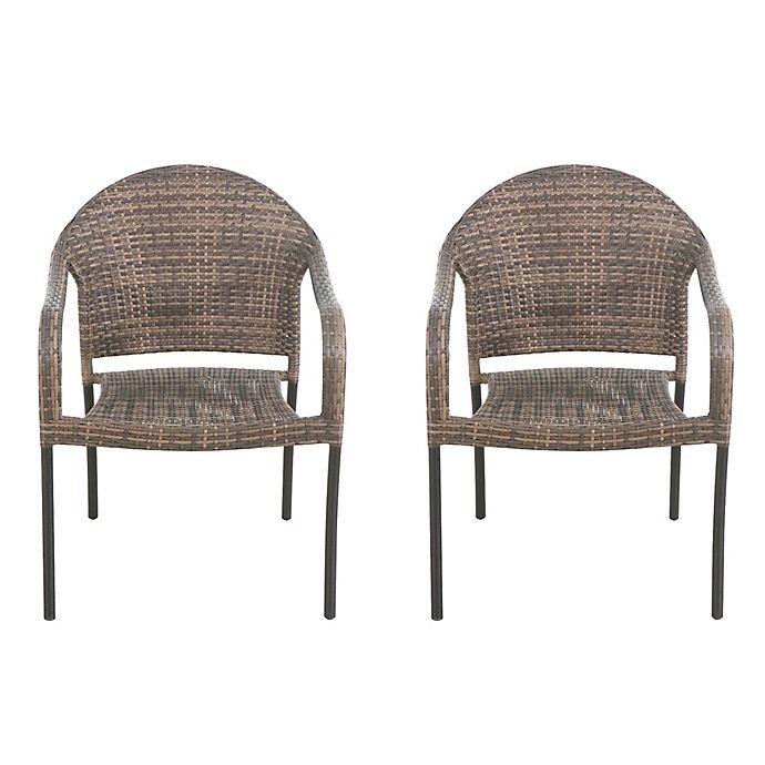 slide 6 of 6, Destination Summer Barrington Wicker Stackable Patio Chairs - Natural Brown, 2 ct