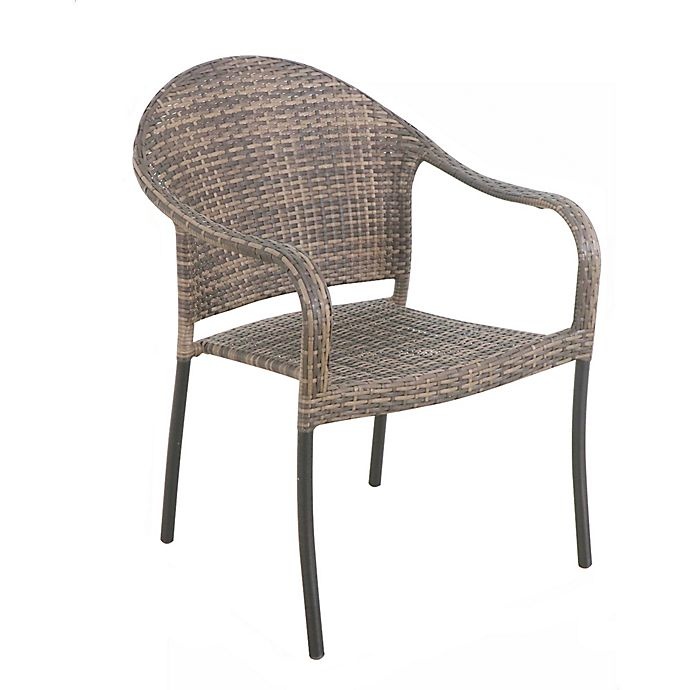 slide 1 of 6, Destination Summer Barrington Wicker Stackable Patio Chairs - Natural Brown, 2 ct