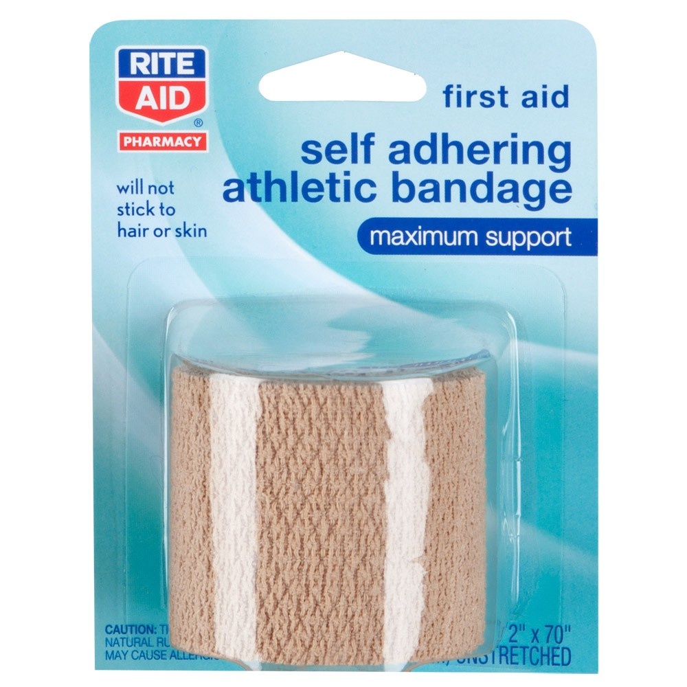 slide 1 of 1, Rite Aid First Aid Self Adhering Athletic Bandage, Maximum Support, 2 in x 70 in