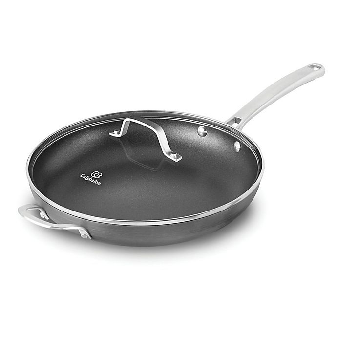 slide 1 of 2, Calphalon Classic Nonstick Covered Fry Pan with Helper Handle, 12 in