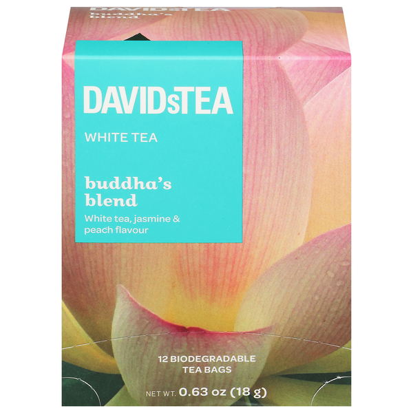 slide 1 of 1, DavidsTea Buddha's Blend White Tea Bags, 12 ct