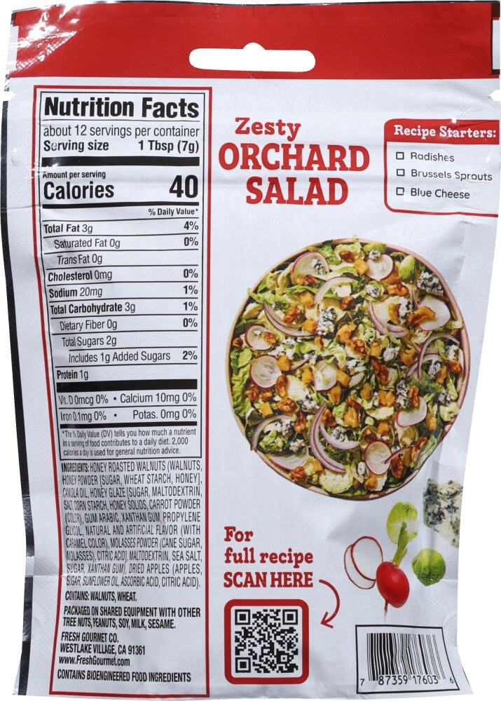 slide 2 of 2, Fresh Gourmet Salad Topping Walnut Apple, 3 oz