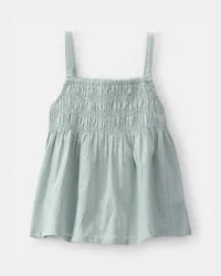 Oshkosh Girls Smocked Tank Top - Green Sage 7