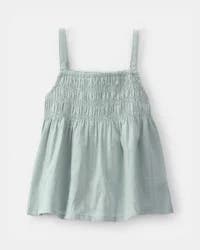 Oshkosh Girls Smocked Tank Top - Green Sage 7