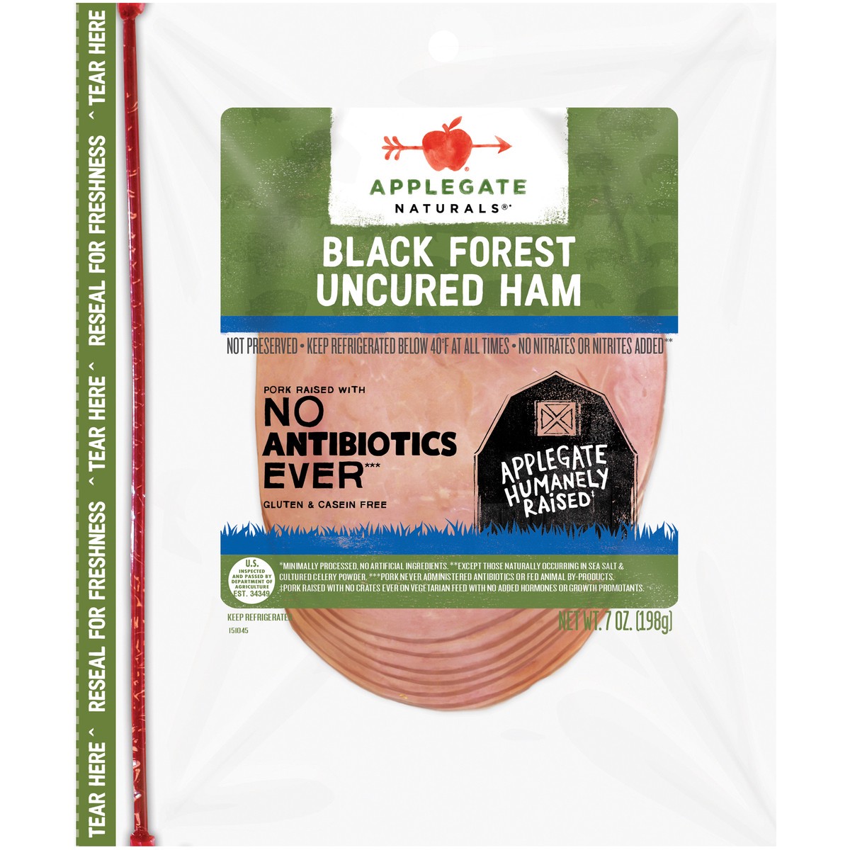 slide 1 of 7, Applegate Naturals Uncured Black Forest Ham, 7 oz