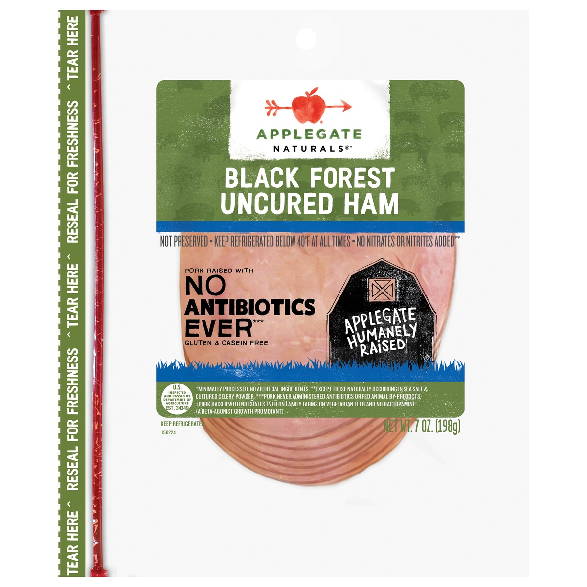slide 9 of 9, Applegate Natural Black Forest Uncured Ham Sliced, 7 oz
