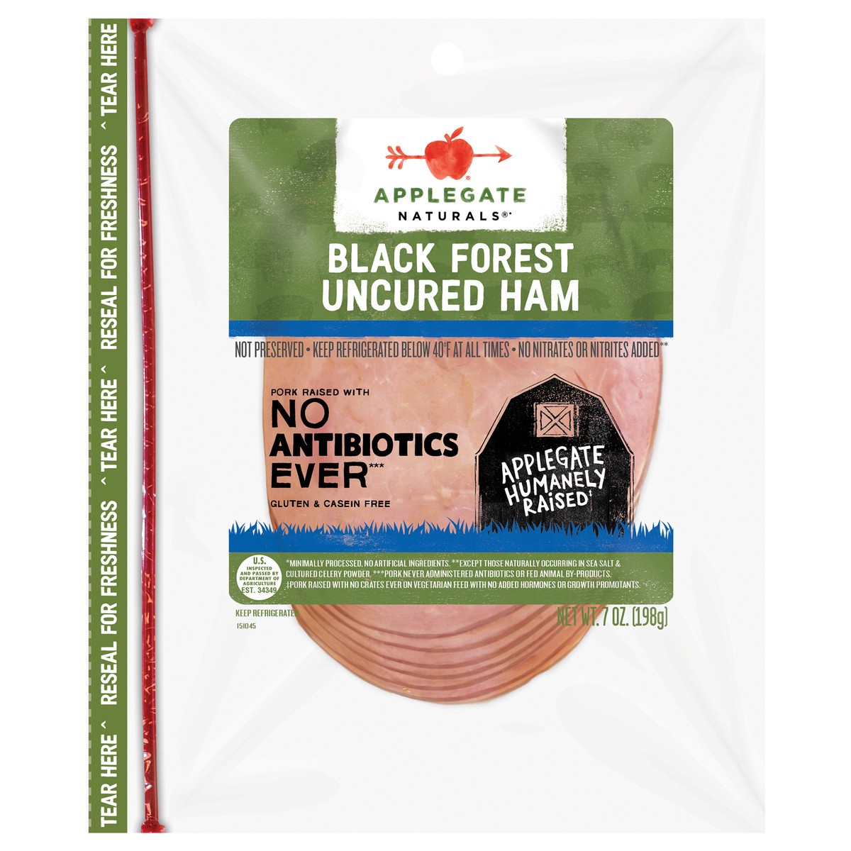 slide 1 of 7, Applegate Naturals Uncured Black Forest Ham, 7 oz