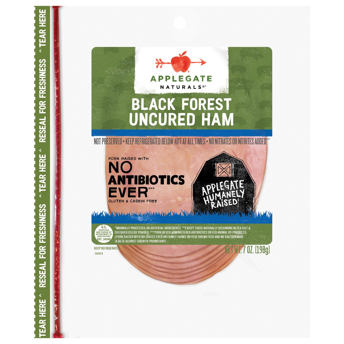 slide 1 of 9, Applegate Natural Black Forest Uncured Ham Sliced, 7 oz
