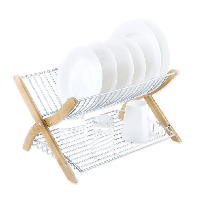 slide 1 of 1, Umbra Stack Dish Rack - Bamboo/Nickel, 1 ct