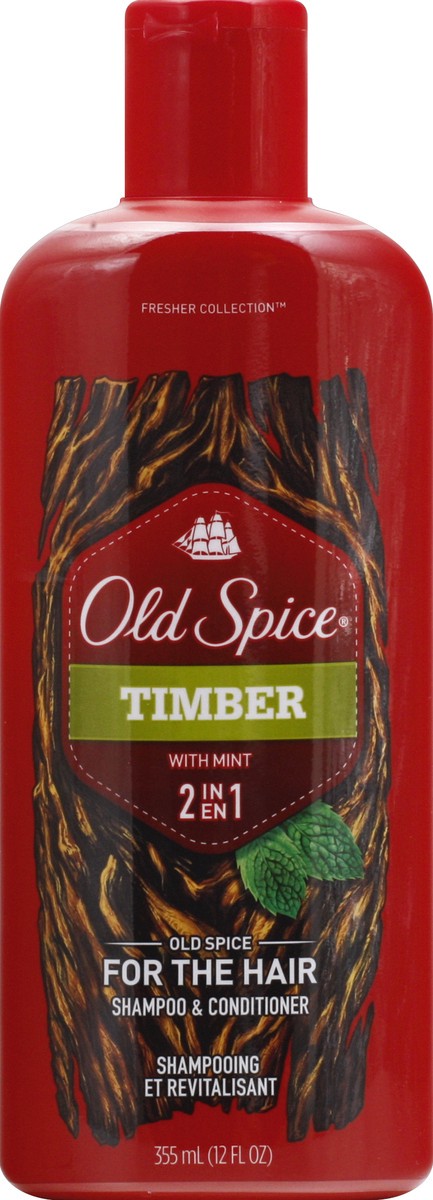 slide 5 of 6, Old Spice Timber with Mint 2-In-1 Shampoo & Conditioner, 12 fl oz