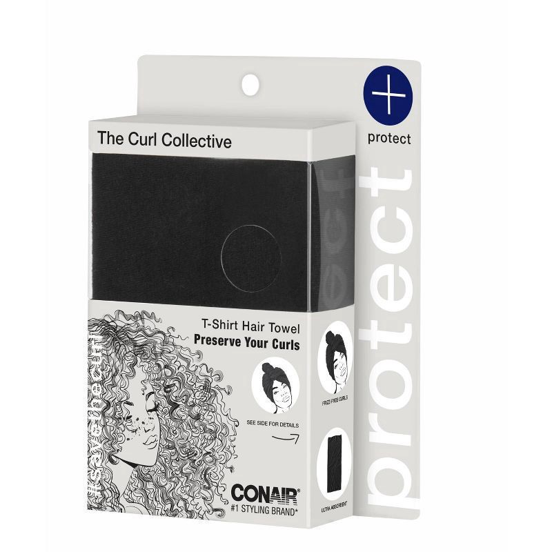 slide 5 of 6, Conair Curl Collective T-Shirt Hair Towel, Black, 1 ct