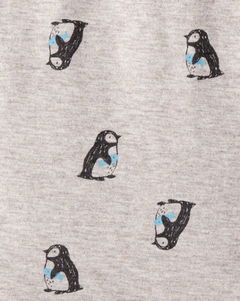 slide 2 of 2, Carter's Baby Penguin Print Long-Sleeve Graphic Bodysuit - Grey Grey NB, 1 ct