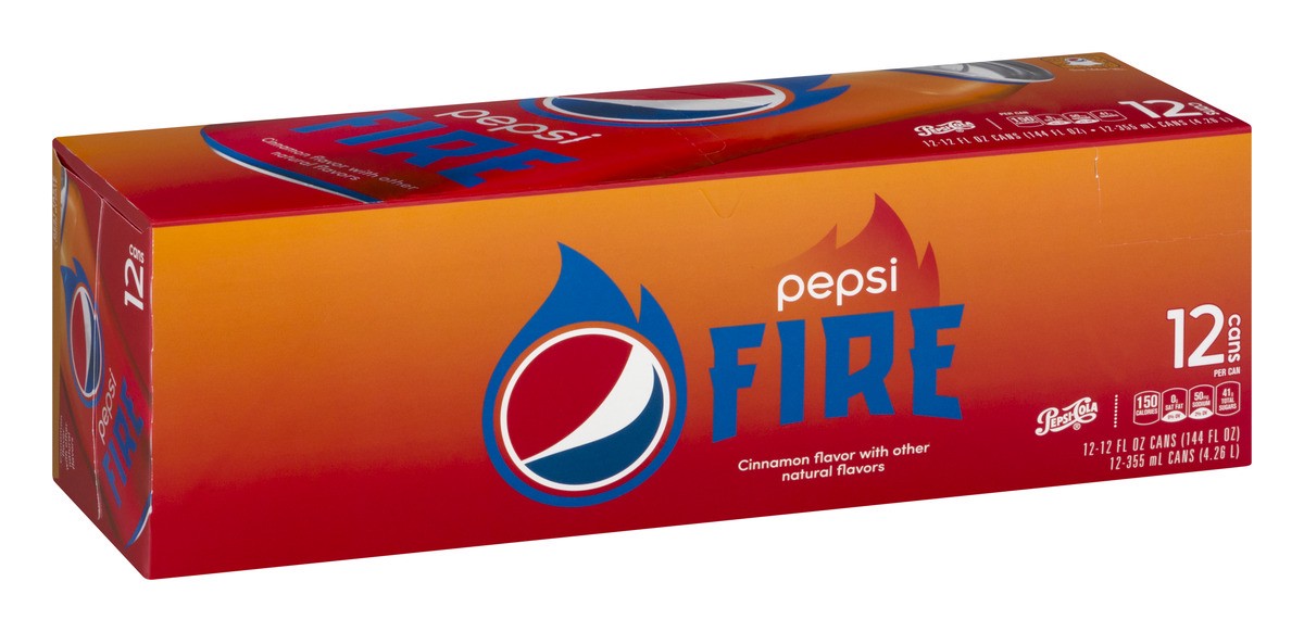 slide 4 of 7, Pepsi Fire Cola (12 - 12 Fluid Ounce) 144 Fluid Ounce Aluminum Can - 144 oz, 12 ct; 12 fl oz