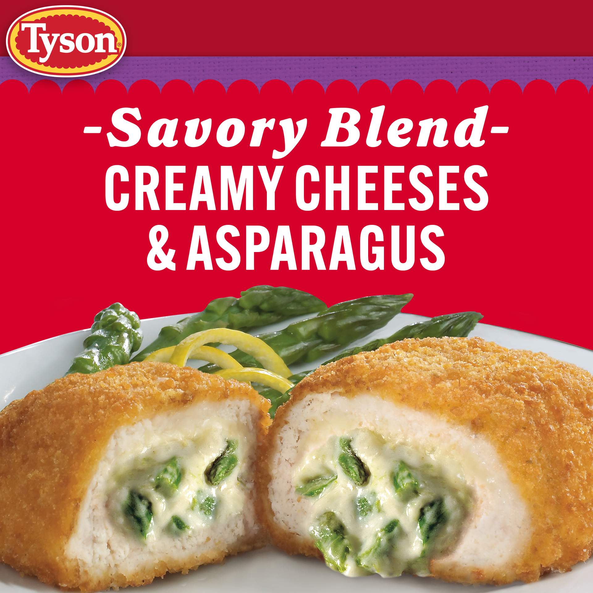 slide 5 of 10, Tyson Frozen Stuffed Chicken Breasts Asparagus Cheese, 2 Count, 2 ct