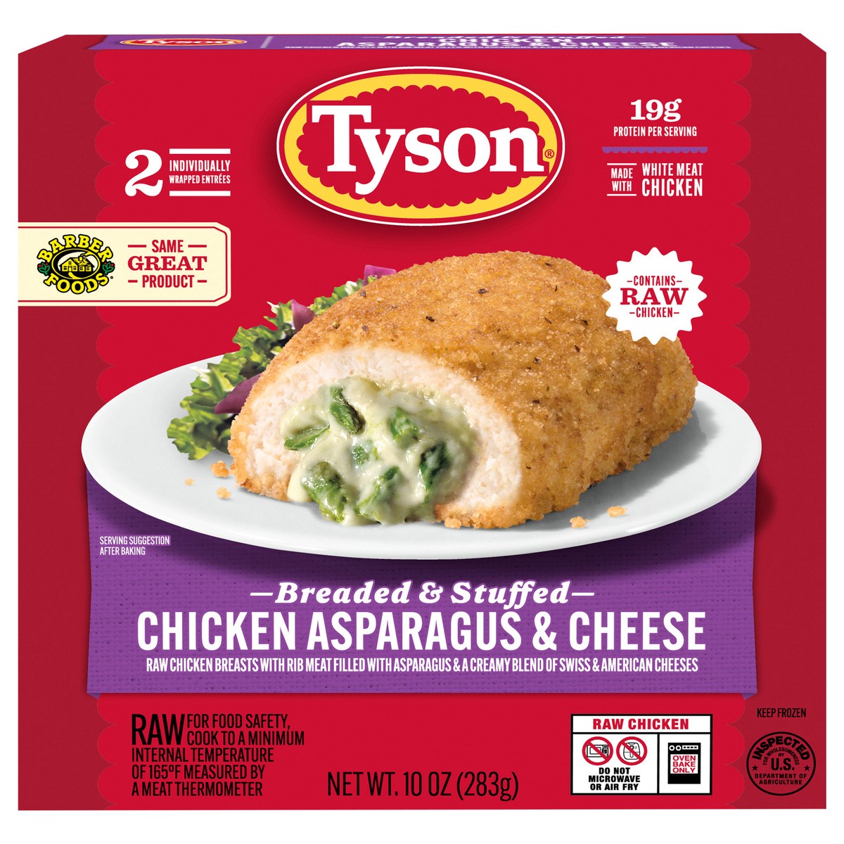 slide 1 of 10, Tyson Frozen Stuffed Chicken Breasts Asparagus Cheese, 2 Count, 2 ct