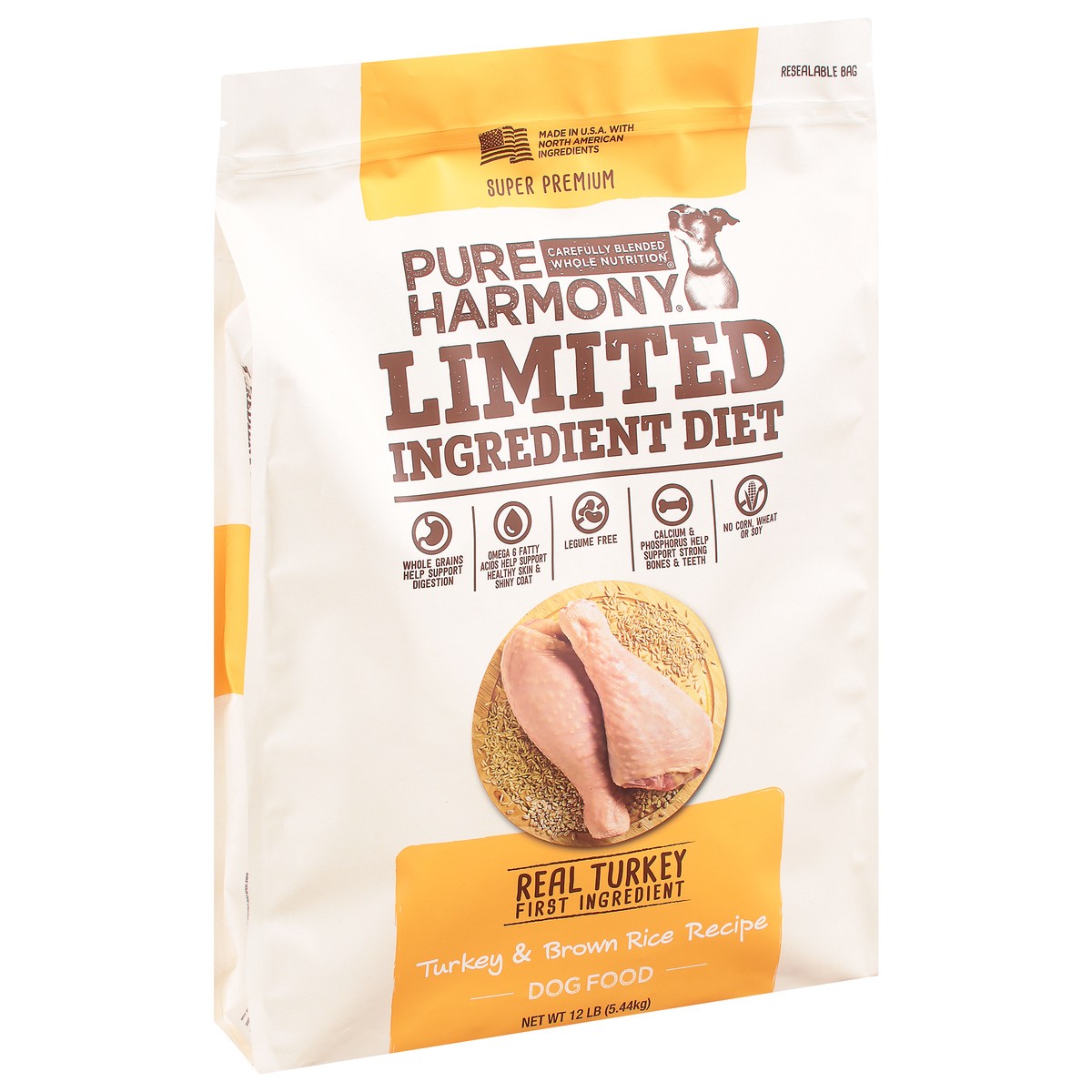slide 5 of 9, Pure Harmony Super Premium Limited Ingredient Diet Turkey & Brown Rice Recipe Dog Food 12 lb, 12 lb