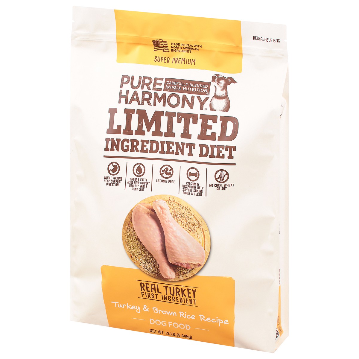 slide 8 of 9, Pure Harmony Super Premium Limited Ingredient Diet Turkey & Brown Rice Recipe Dog Food 12 lb, 12 lb