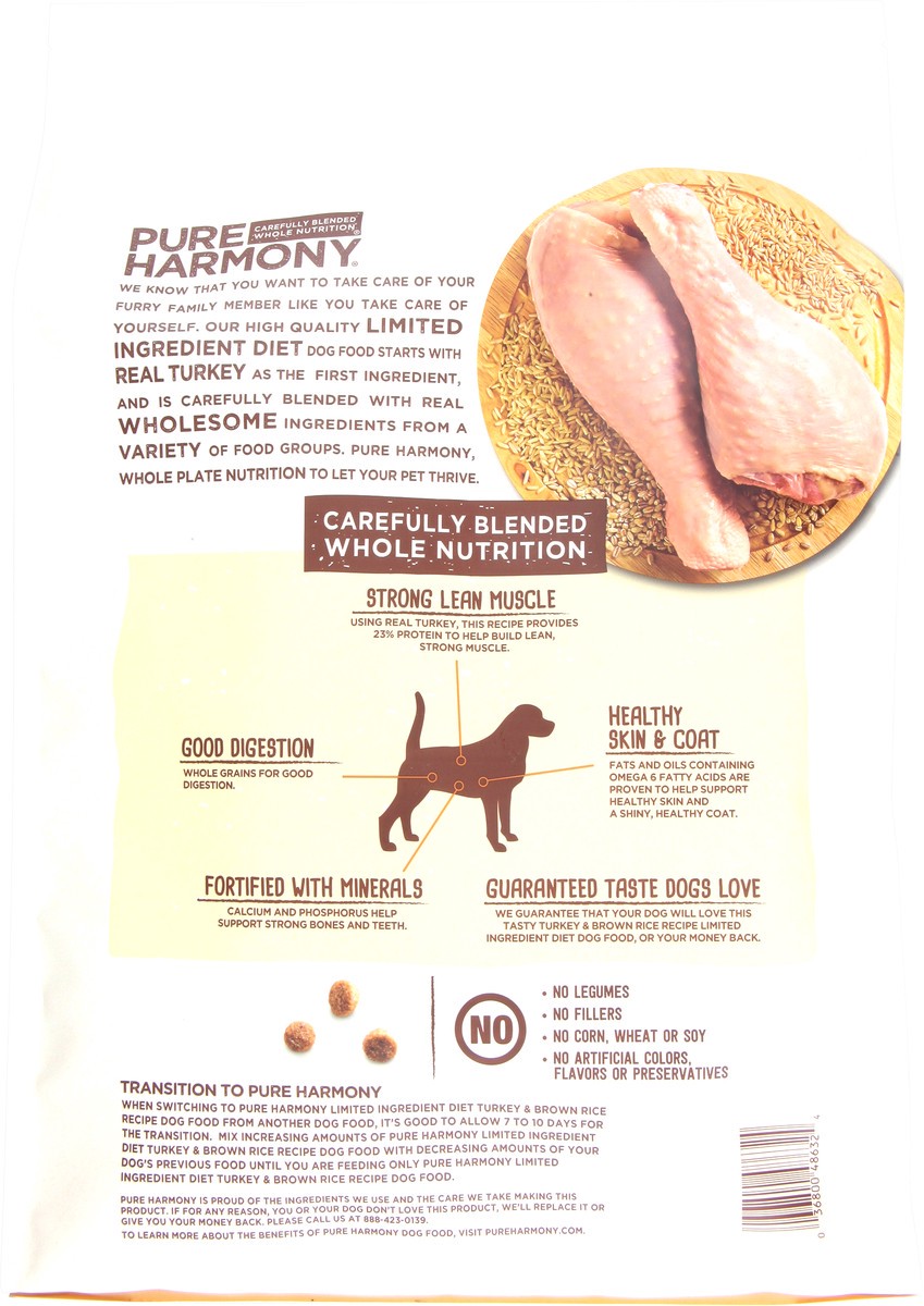 slide 4 of 9, Pure Harmony Super Premium Limited Ingredient Diet Turkey & Brown Rice Recipe Dog Food 12 lb, 12 lb