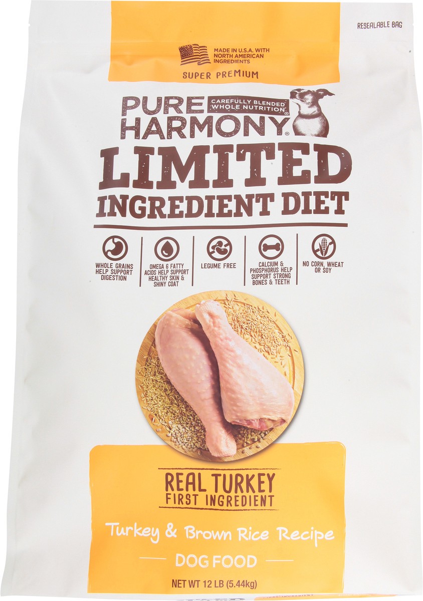 slide 7 of 9, Pure Harmony Super Premium Limited Ingredient Diet Turkey & Brown Rice Recipe Dog Food 12 lb, 12 lb