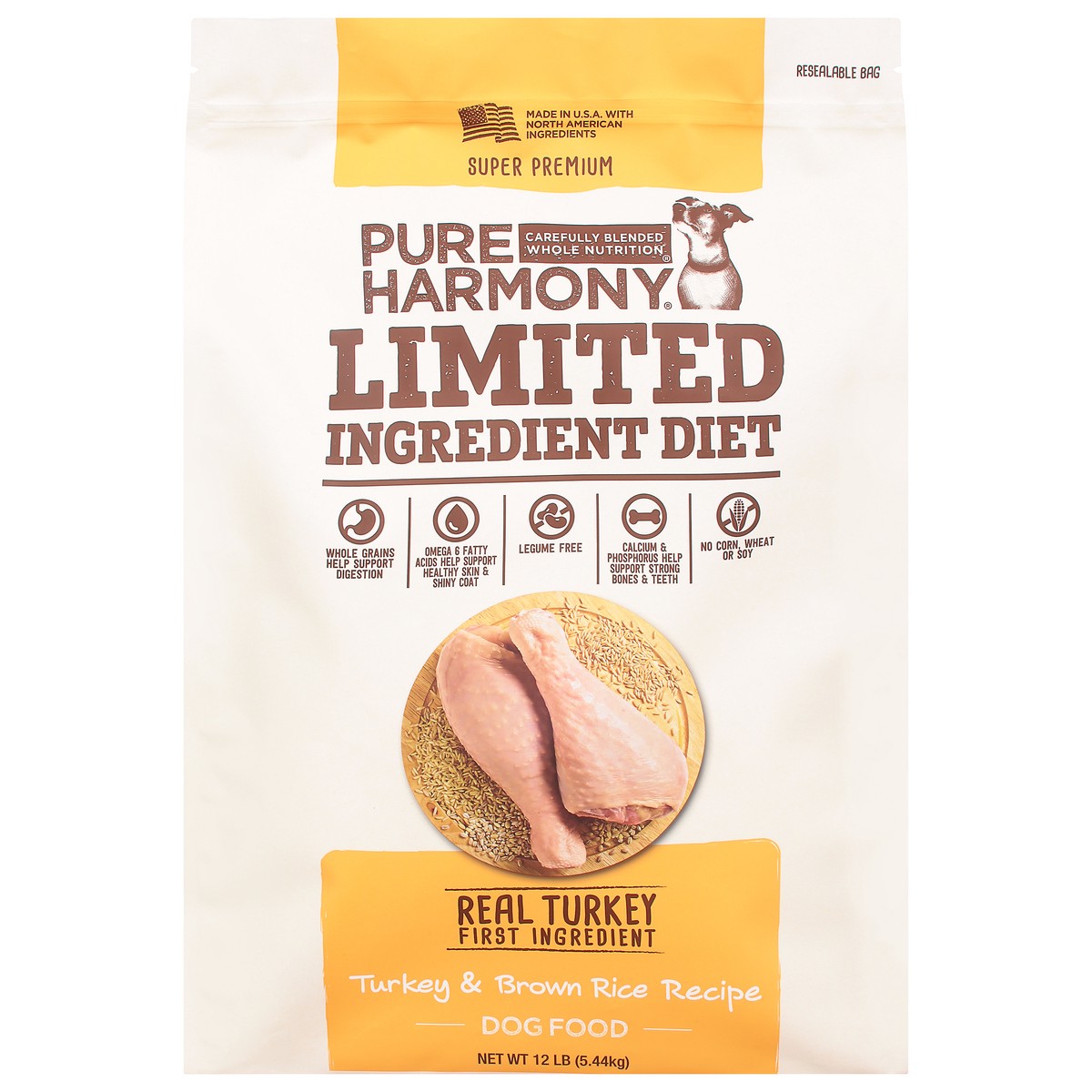 slide 1 of 9, Pure Harmony Super Premium Limited Ingredient Diet Turkey & Brown Rice Recipe Dog Food 12 lb, 12 lb