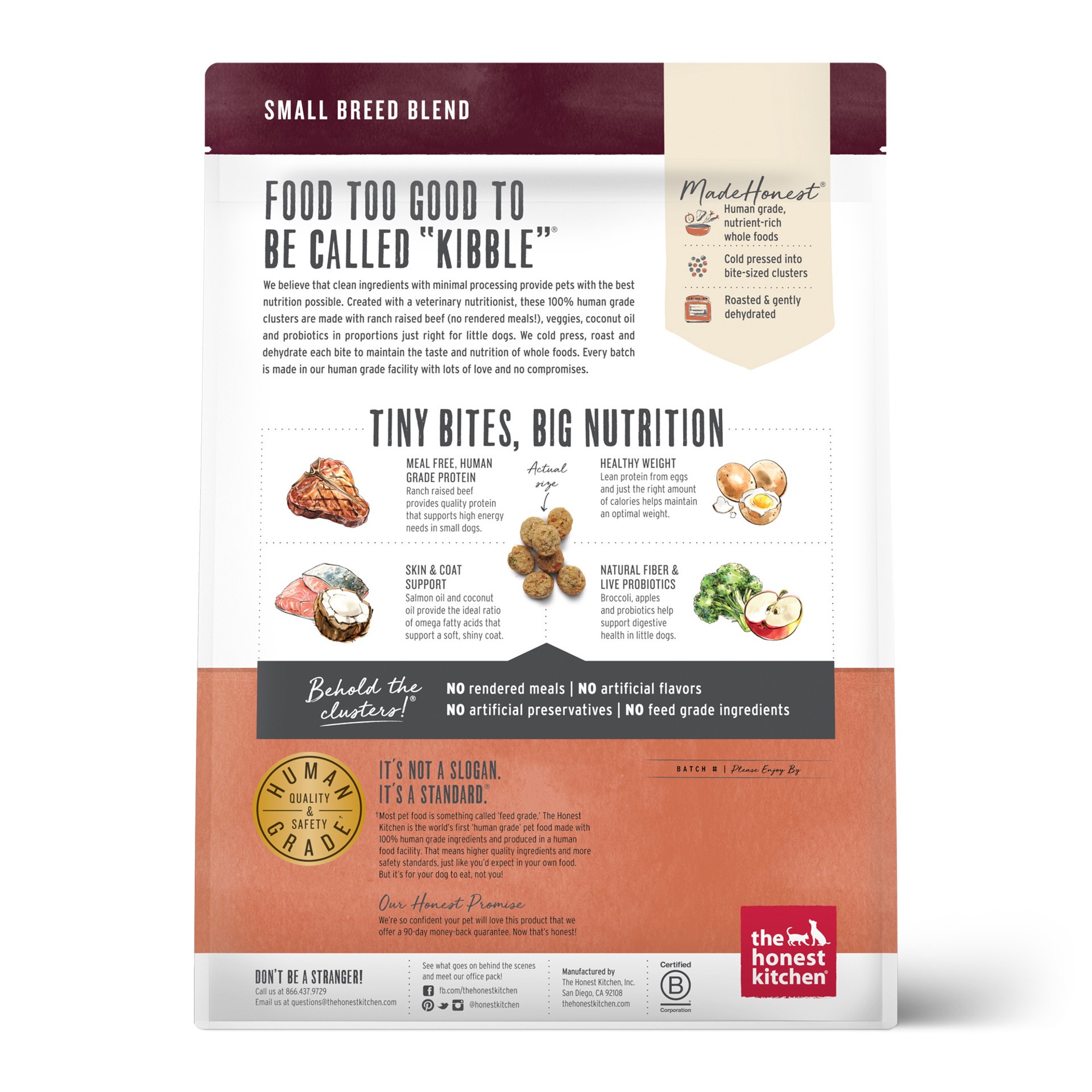 slide 6 of 8, The Honest Kitchen Whole Food Clusters Small Breed Grain Free Beef Dry Dog Food, 4 lbs., 4 lb