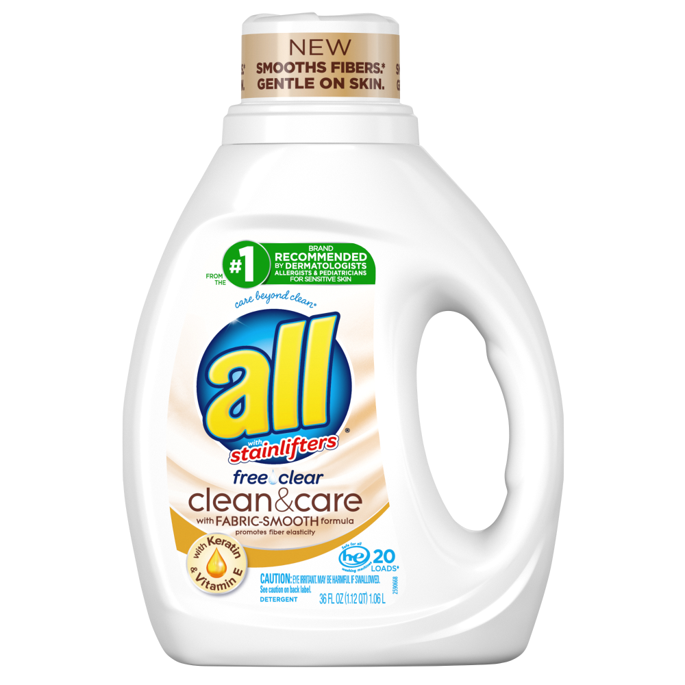slide 1 of 1, All Stainlifter Free & Clear Clean & Care Laundry Detergent, 36 fl oz