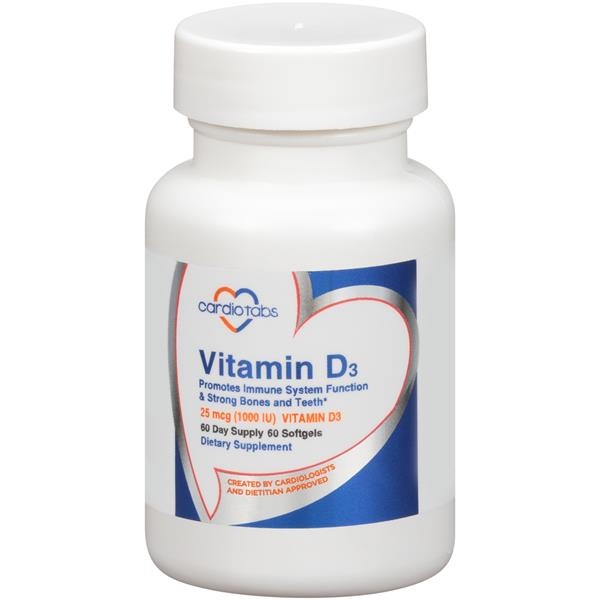 slide 1 of 1, CardioTabs Vitamin D3 Dietary Supplement Softgels, 60 ct