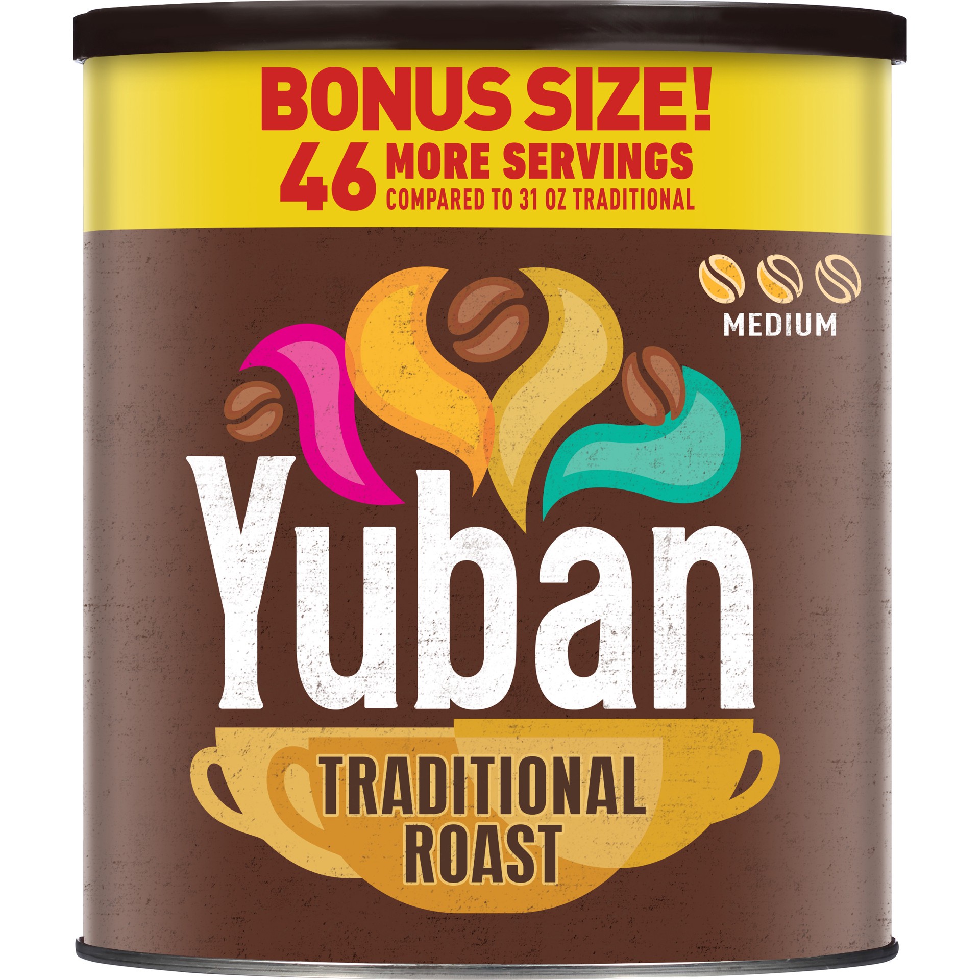 slide 1 of 7, Yuban Traditional Roast Medium Roast Ground Coffee Bonus Size, 37.2 oz Canister, 37.2 oz