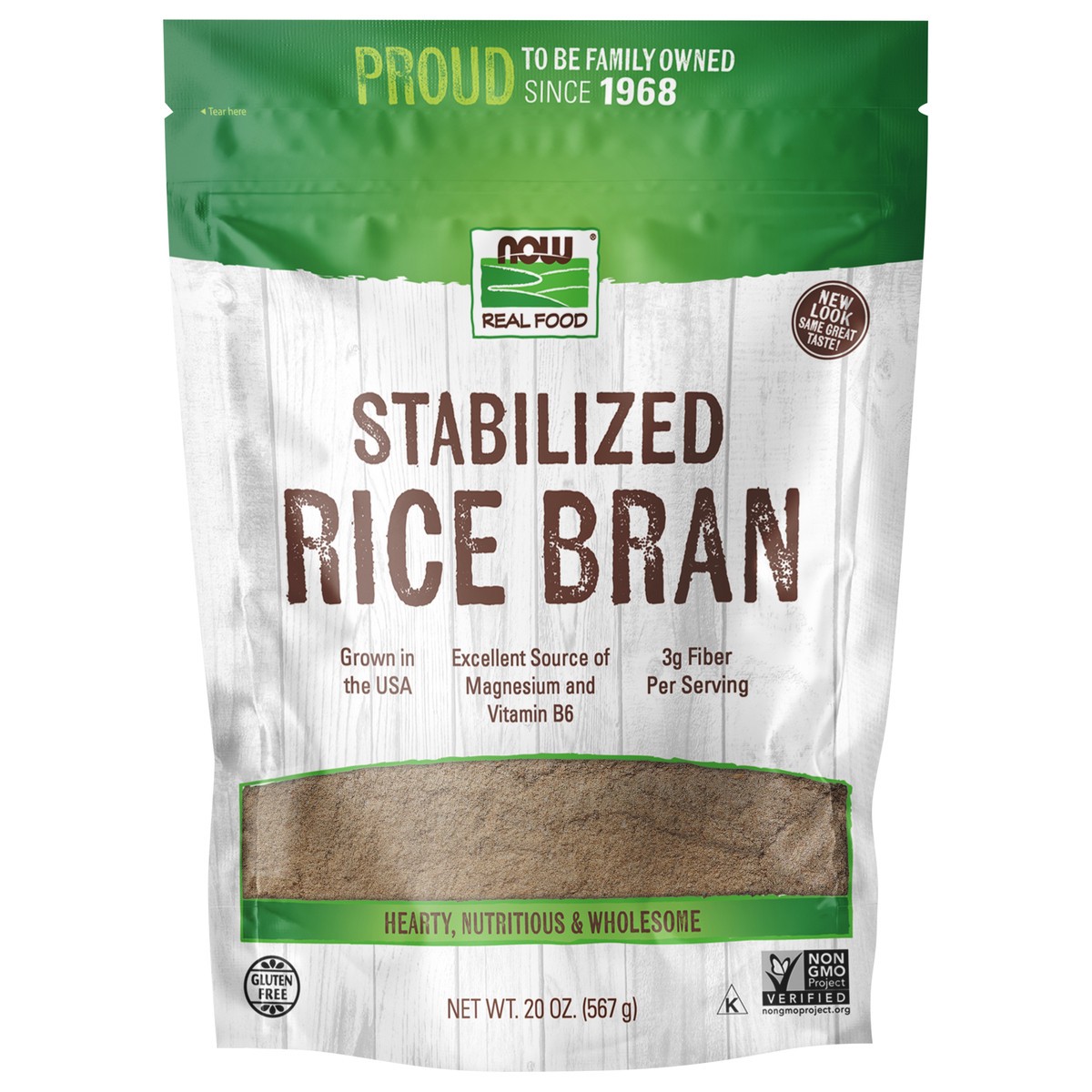 slide 1 of 3, NOW Real Food Rice Bran, Stabilized - 20 oz, 20 oz