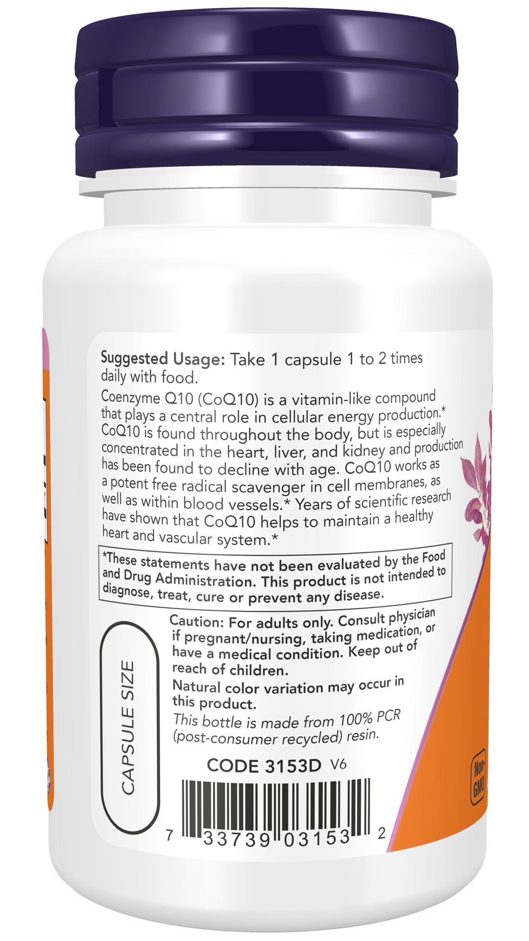 slide 2 of 4, NOW CoQ10 60 mg - 60 Veg Capsules, 60 ct