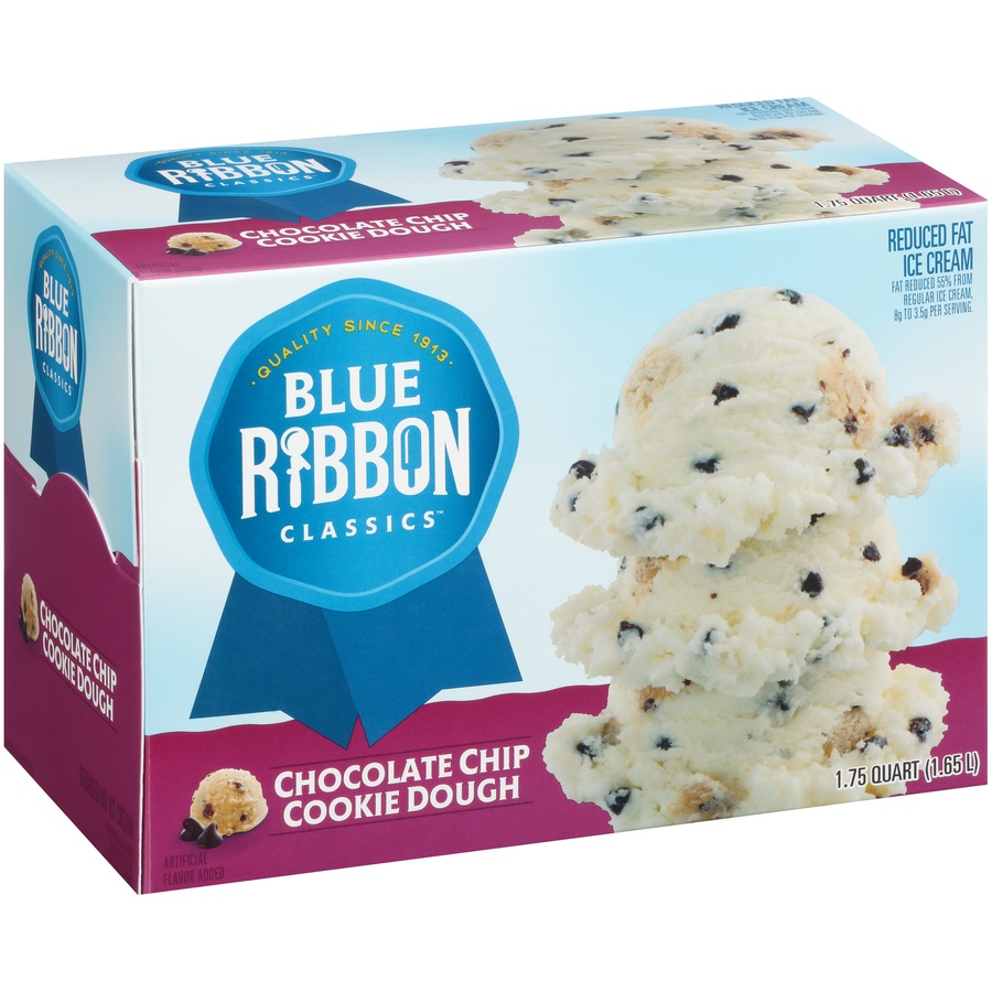 slide 2 of 8, Blue Ribbon Classics by Blue Bunny Chocolate Chip Cookie Dough Light Ice Cream, 1.75 qt