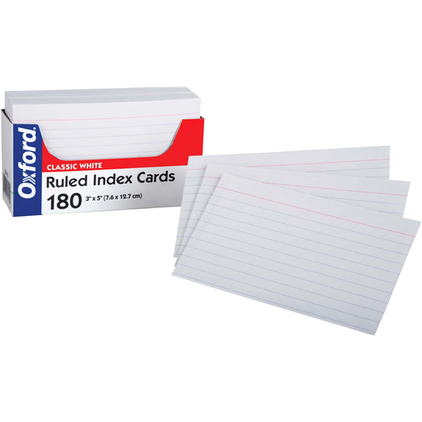slide 1 of 1, Oxford Ruled Index Card with Tray White 3 X 5, 180 ct