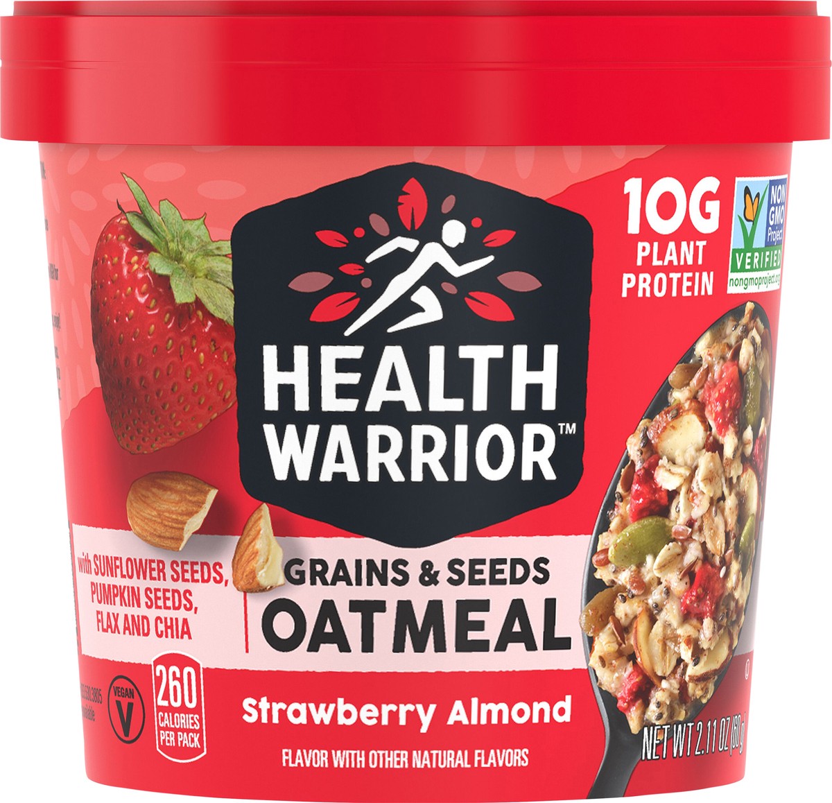 slide 4 of 10, Health Warrior Grains & Seeds Oatmeal Strawberry Almond 2.11 Oz, 2.11 oz