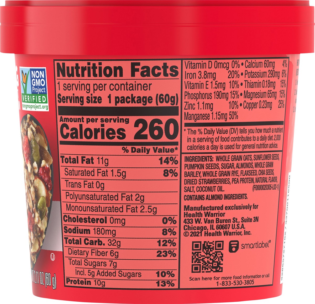 slide 8 of 10, Health Warrior Grains & Seeds Oatmeal Strawberry Almond 2.11 Oz, 2.11 oz