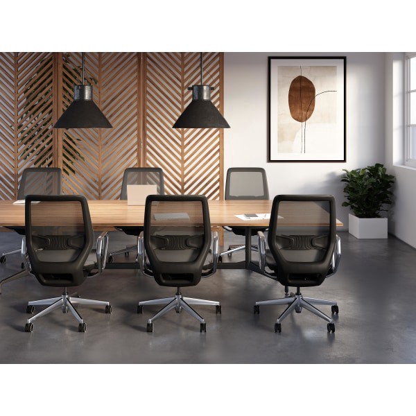 slide 6 of 10, WORKPRO Sentrix Ergonomic Mesh/Mesh Mid-Back Manager Chair, Fixed Arms, Black, 1 ct