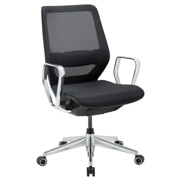slide 1 of 10, WORKPRO Sentrix Ergonomic Mesh/Mesh Mid-Back Manager Chair, Fixed Arms, Black, 1 ct