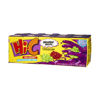 slide 1 of 1, Hi-C Grabbin' Grape Fruit Drink Boxes, 10 ct; 67.5 fl oz
