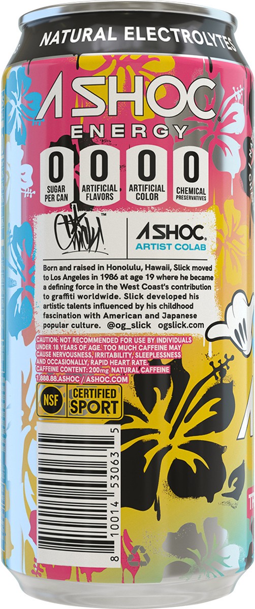 slide 5 of 5, A SHOC Tropical Punch Energy Drink, 16 fl oz can, 16 fl oz