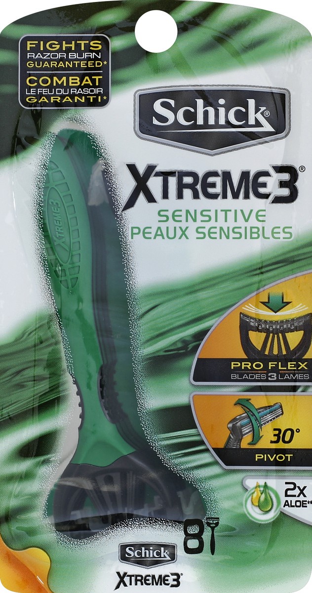 slide 2 of 2, Schick Xtreme3 Sensitive Men's Disposable Razor, 8 ct