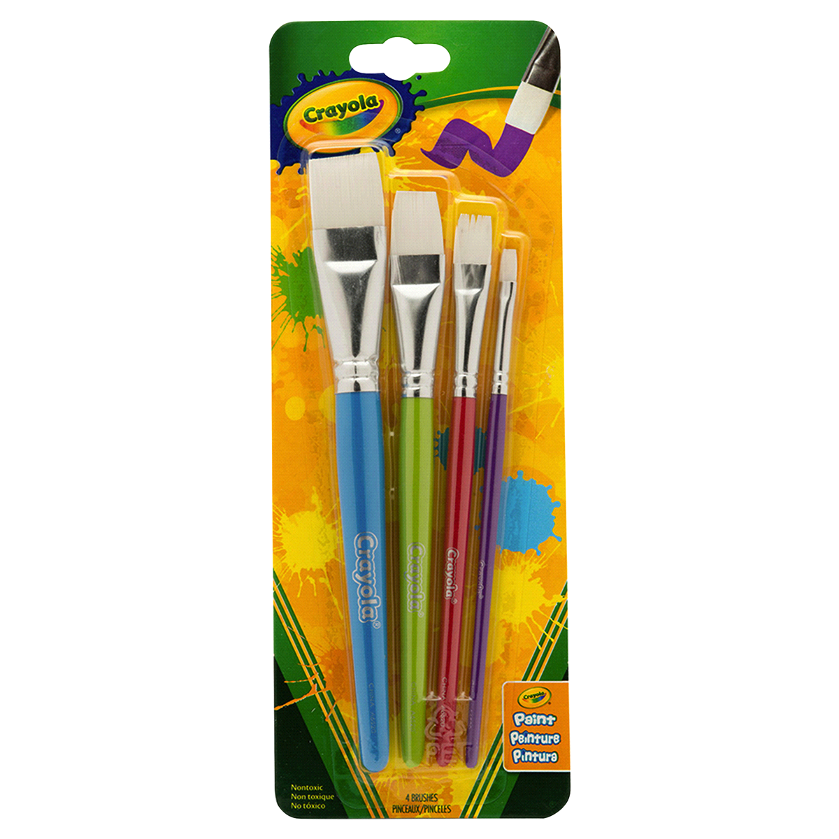 slide 1 of 9, Crayola Flat Big Paintbrush Set, 4 ct