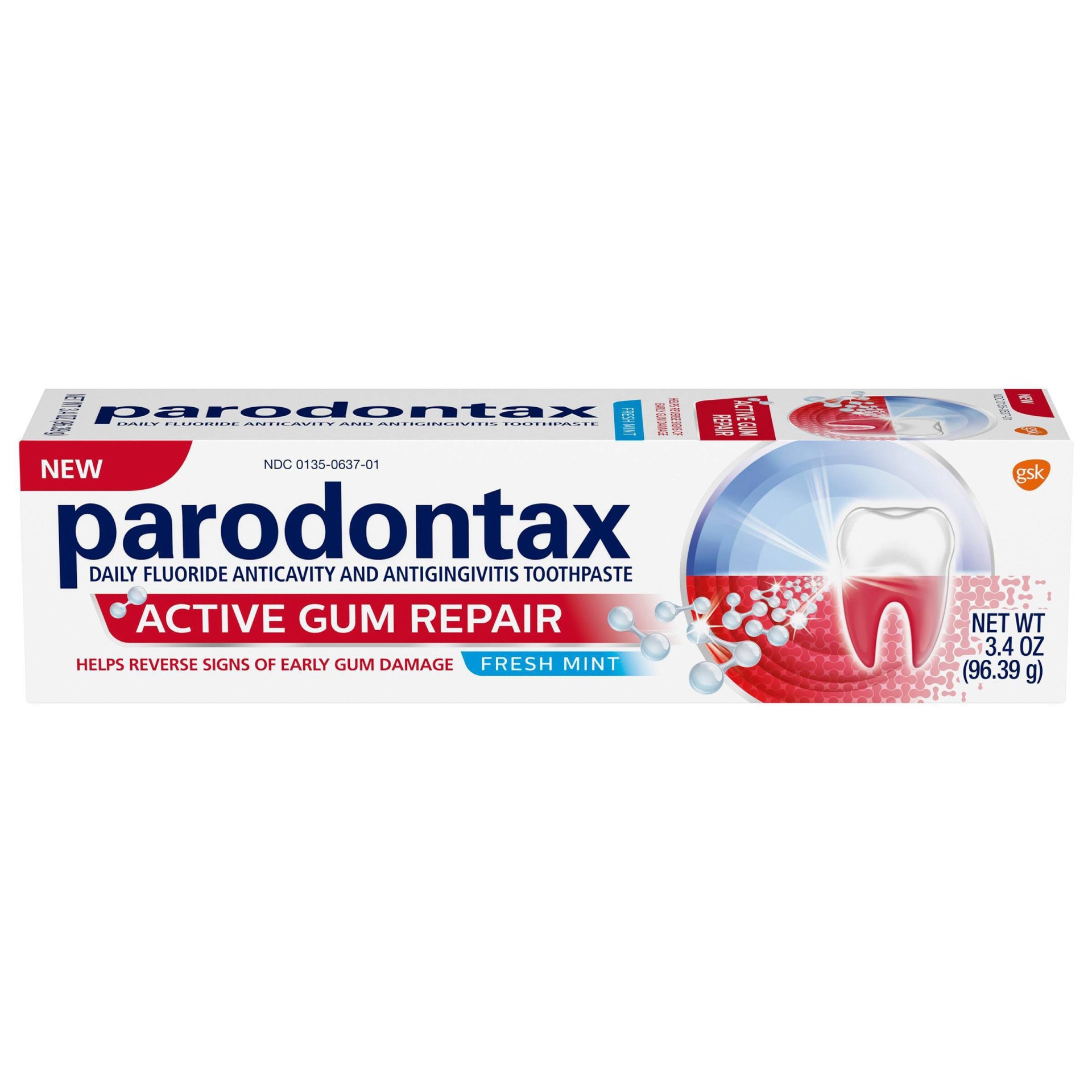 slide 1 of 1, Parodontax Active Gum Repair Toothpaste, Gum Toothpaste, Fresh Mint, 3.4 oz